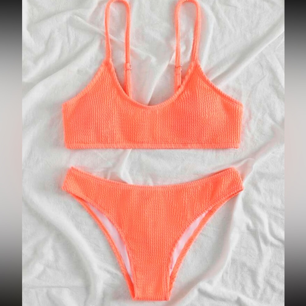 Neon orange bikini set